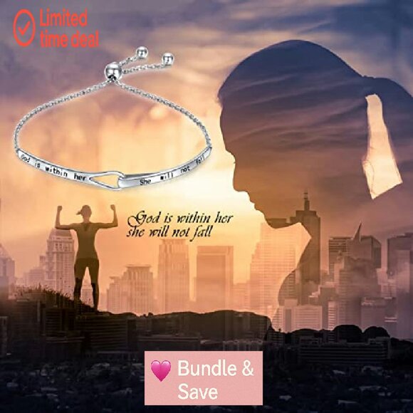 Sterling Silver Adjustable Infinity Bracelet Engraved Inspirational Gift - Picture 7 of 8